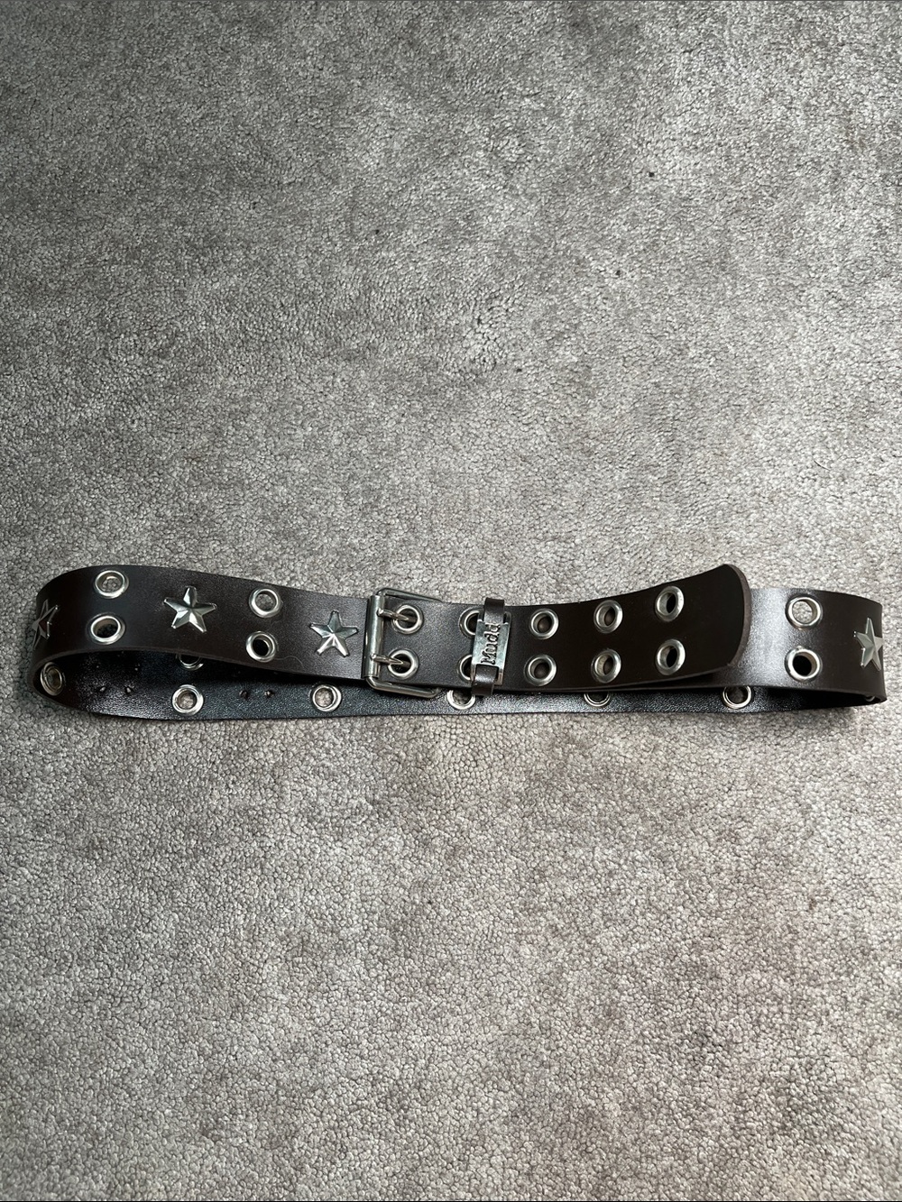 Mudd Y2K Brown Star Studded Grommet Belt Hip Hugger Silver Size M